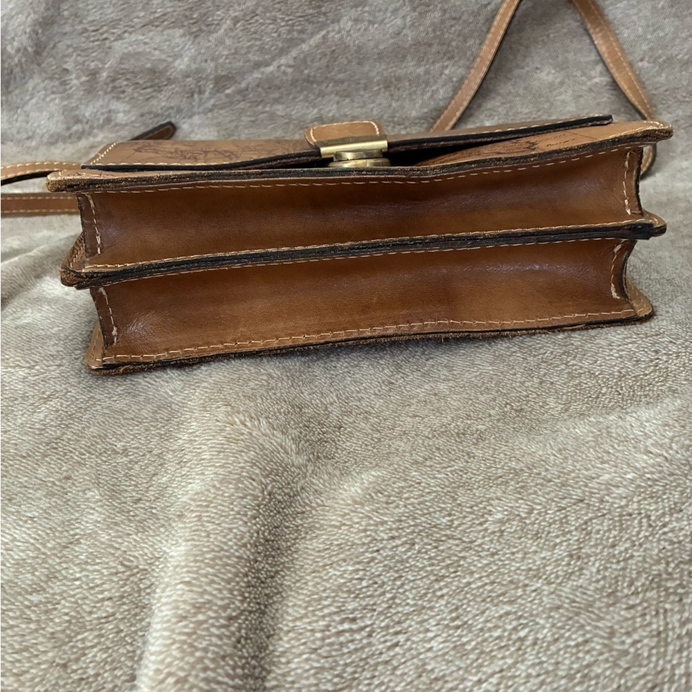 Patricia Nash Laurentina Signature Map Leather Crossbody Purse Brown - Picture 4 of 13